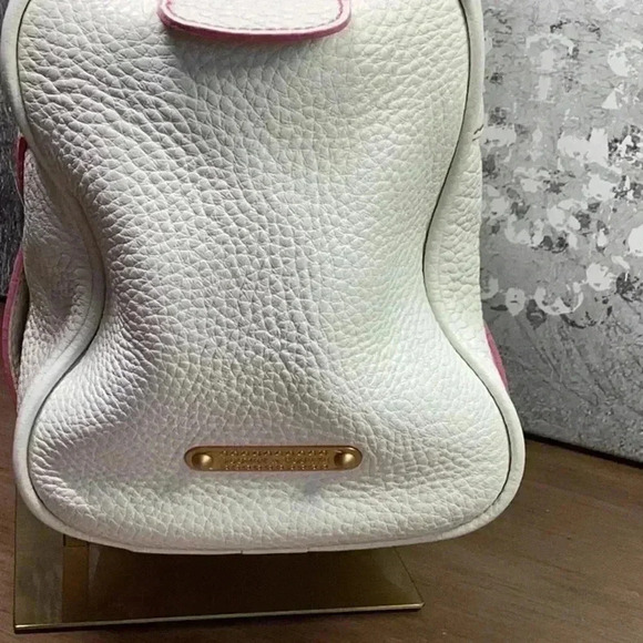 Dooney and Brourke Cream and Pink Pebbled Leather Bag Vintage Marchesa Satchel - Picture 9 of 16